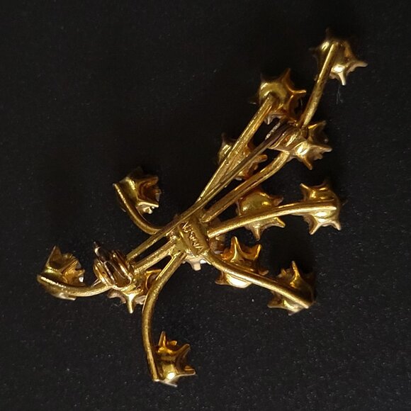 Vintage Austria Crystal Aurora Borealis Starburst Firework Brooch Gold Tone - Picture 5 of 6